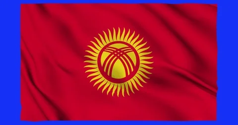 Flag of Kyrgystan waving on a samless loop over an easily removable background 스톡 동영상 98372029