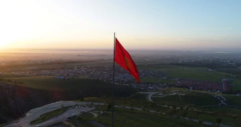 Flag of Kyrgyzstan on a hill Stock Footage 115065367