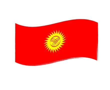 Flag of Kyrgyzstan on white background, vector illustration Stock Illustration