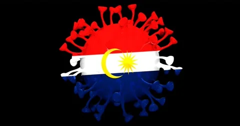 Flag of labuan on Seamless looping 3D animation of the covid-19 Corona Virus Stock Footage 166463182