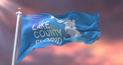 Flag of Lake County of the state of Florida, in United States at sunset - loop Stock Footage 108369755