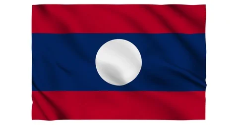 Flag of Lao PDR waving on a samless loop over an easily removable background Stock Footage 98372054