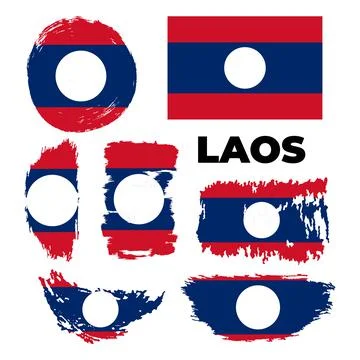 Flag of Laos with brush stroke effect. Laos flag template design. Stock Illustration