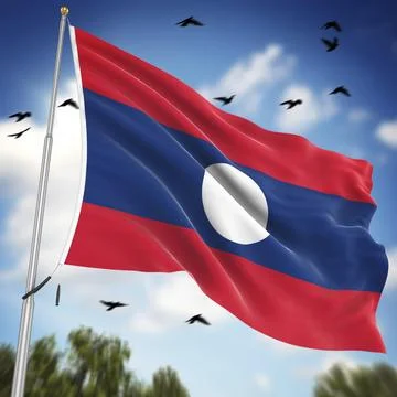 Flag of Laos, This is a computer generated and 3d rendered image Illustrazione stock