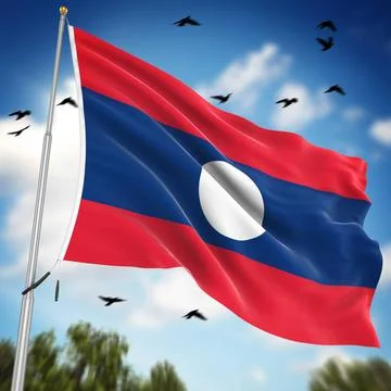 Flag of Laos Flag of Laos , This is a computer generated and 3d rendered i... Stock Photos