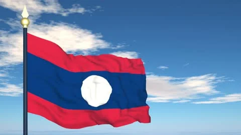 Flag Of Laos Stock Footage 10712763