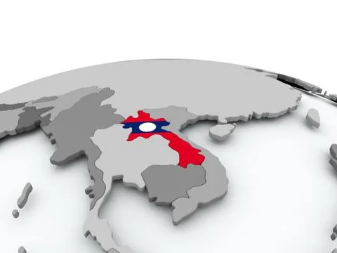 Flag of Laos on globe Stock Illustration