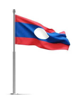 Flag of Laos isolated on white background Stock Illustration