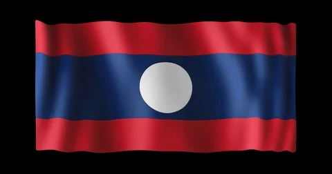 Flag of Laos, long ratio (2:1), seamless loop animation Stock Footage 83934846