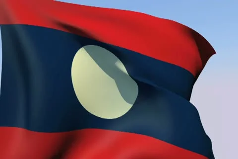 Flag of Laos NTSC Stock Footage 14480643