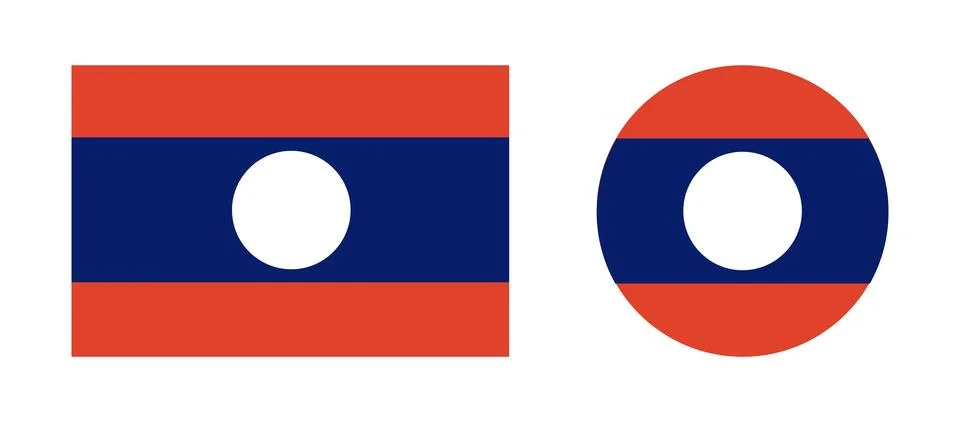 Flag of Laos round, rectangular badges. Circle, rectangle flag Laos buttons Stock Illustration