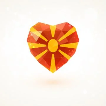 Flag of Laos in shape diamond glass heart. Triangulation style Illustrazione stock