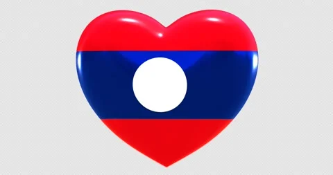 Flag of Laos on turning Heart 3D Loop Animation with Alpha Channel 4K UHD 60FPS Stock Footage 170445684