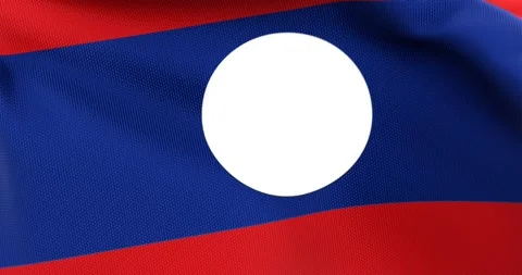 Flag of Laos Waving 3D Animation Close up, 4K UHD 60 FPS Stock Footage 165520673