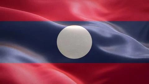 Flag of Laos waving in the wind. 3D Waving flag design. Stock Illustration