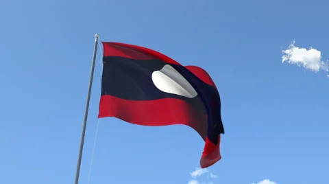 The flag of Laos Waving on the Wind. Stock-Footage 43014859