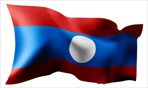 Flag of Laos waving in the wind. Stock Illustration