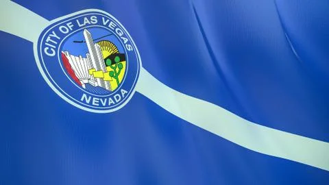 The flag of Las Vegas City. Nevada. United States. High-quality silk flag. 3D Stock Illustration