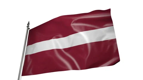 Flag of Latvia on a flagpole. Animation 3D on a white background 库存影片 219747433