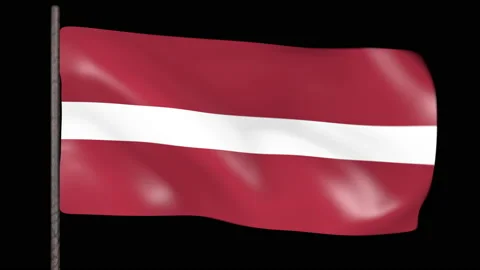 The flag of Latvia flutters in the wind. 3d animation Видео 163989380