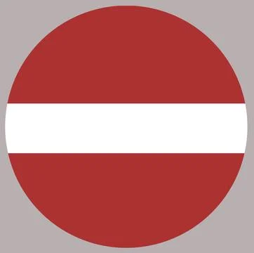 Flag of Latvia isolated in circle shape, emblem, button. Illustrazione stock