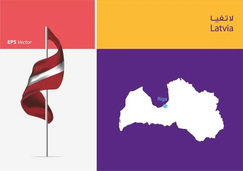 Flag of Latvia on white background with Map Stockillustratie