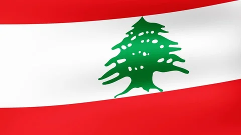 Flag of Lebanon, fluttering in the wind. 3D rendering. Looping video. Video stock 76781455