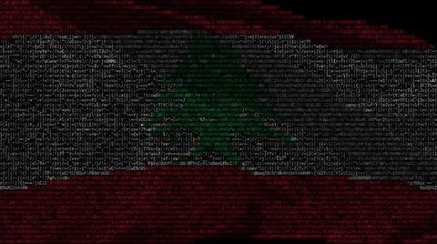 Flag of Lebanon made of computer code, 3d rendering Illustrazione stock