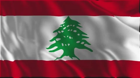 Flag of Lebanon waving slowly Stock-Footage 337959615