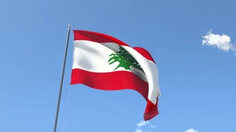The flag of Lebanon Waving on the Wind. Stock Footage 43058189