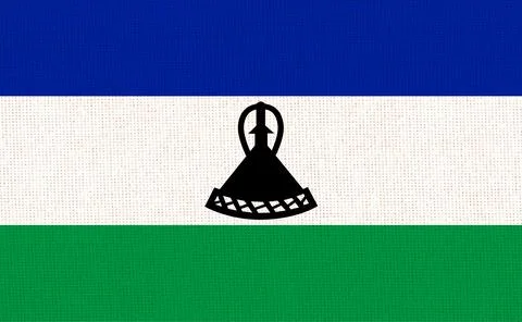 Flag of Lesotho on fabric texture - 3D illustration Stock Illustration