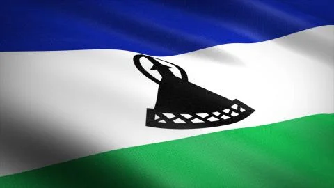 Flag of Lesotho. Realistic waving flag 3D render illustration with highly Stock Illustration