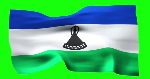 Flag of Lesotho realistic waving on green screen. Seamless loop animation w.. Stock Footage 280996438
