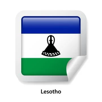 Flag of Lesotho. Round glossy sticker Illustrazione stock