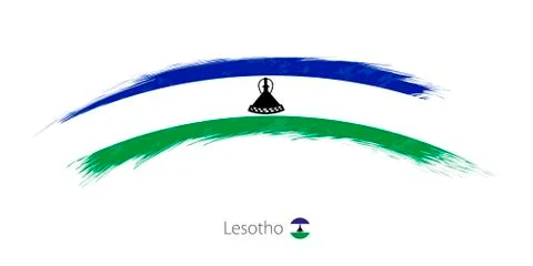 Flag of Lesotho in rounded grunge brush stroke. Stock Illustration
