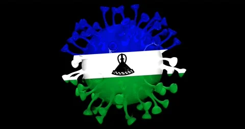 Flag of Lesotho on Seamless looping 3D animation of the covid-19 Corona Virus Stock Footage 166463209
