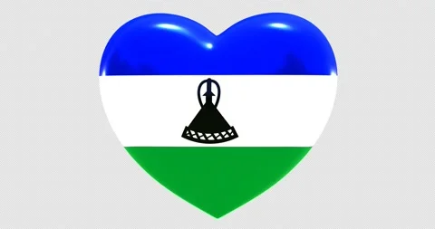 Flag of Lesotho on turning Heart 3D Loop Animation with Alpha Channel 4K UHD Stock Footage 170445987