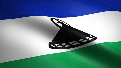 Flag of Lesotho. Waving flag with highly detailed fabric texture seamless Stock-Footage 121875199