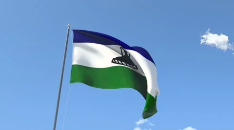 The flag of Lesotho Waving on the Wind. Video stock 43058568