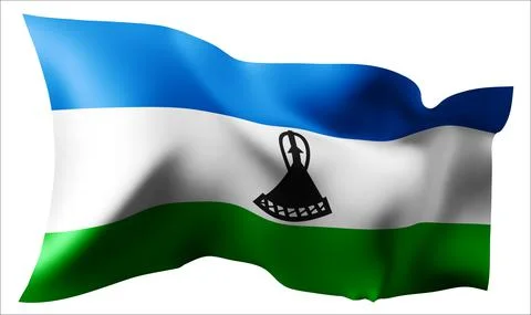 Flag of Lesotho waving in the wind. Stock Illustration