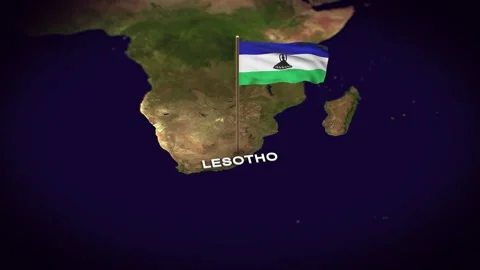 The Flag of Lesotho on the World Map, Lesotho map with flag 3d animation Stock Footage 306614057