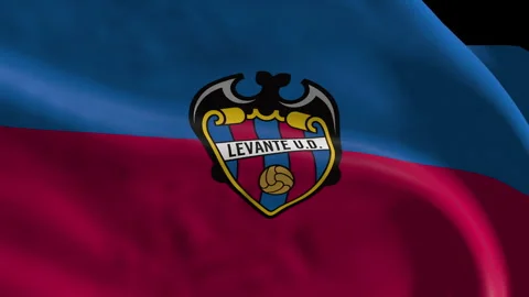 Flag with the Levante UD team crest (Loop) Stock Footage 310746668