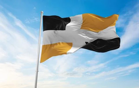 Flag of Levis , Canada at cloudy sky background on sunset, panoramic view. Ca Stock Illustration