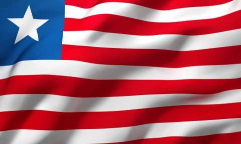 Flag of Liberia blowing in the wind Stock Illustration