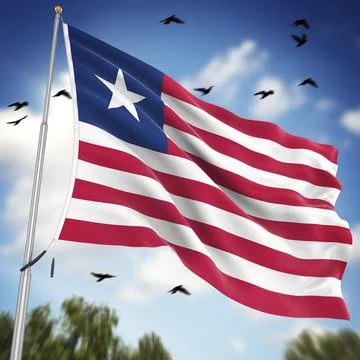 Flag of Liberia, This is a computer generated and 3d rendered image Stock Illustration