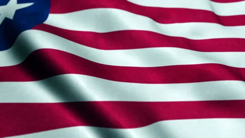 Flag of Liberia gently waving in the wind - Seamless loop Video stock 226815412