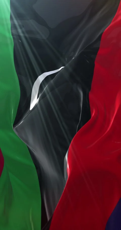 Flag of Libya. 4K Vertical. Loop Stock Footage 302347180