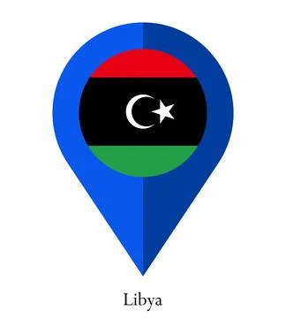 Flag Of Libya, Libya flag, National flag of Libya. Map pin flag of Libya. Stock Illustration