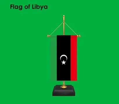 Flag Of Libya, Libya flag, National flag of Libya. Table flag of Libya. Stock Illustration