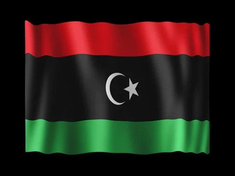 Flag of Libya, long ratio (2:1), seamless loop animation Stock Footage 84247118